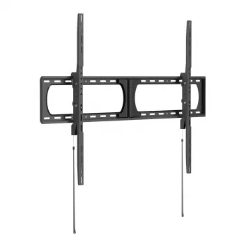 VALUE TV sieninis laikiklis, ypač didelės apkrovos, fiksuotas, 75 kg, 32-65 colių, VESA 200x200 iki 600x400, itin plonas 25 mm, plieninis, juodas, su apsauga nuo vagystės, greito atleidimo dirželiais ir įmontuotu gulsčiuku