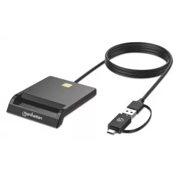 Manhattan USB-C ir USB-A Combo kortelių skaitytuvas, juodas