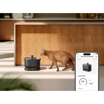 PETLIBRO Dockstream vandens fontanas su programėle katėms ir šunims, 2,5 l, 5 sluoksnių filtracija, itin tylus <30dB, be BPA, juodas