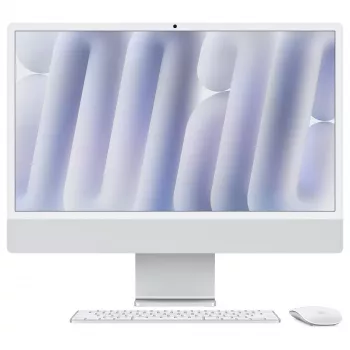 Apple iMac 24 colų sidabrinis M4 8 branduolių CPU 8 branduolių GPU 16GB RAM 512GB SSD vokiška klaviatūra su 1Gb Ethernet