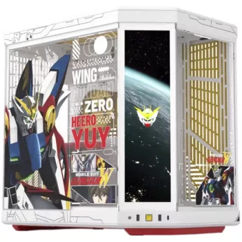 HYTE Y70 Touch Infinite Gundam Wing Edition vidutinio bokšto korpusas, dvigubas grūdintas stiklas, 4K jutiklinis ekranas, baltas