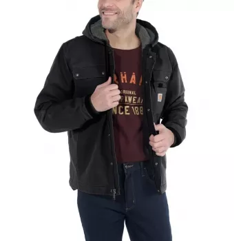Carhartt Sandstone Barlett vyriška švarkas su Sherpa pamušalu, gobtuvu, DWR danga, bi-swing nugara, trigubai susiūtomis siūlėmis, Carhartt Brown