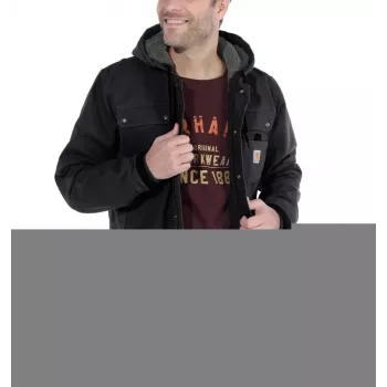Carhartt Sandstone Barlett vyriška švarkas su Sherpa pamušalu, gobtuvu, DWR danga, bi-swing nugara, trigubai susiūtomis siūlėmis, Carhartt Brown