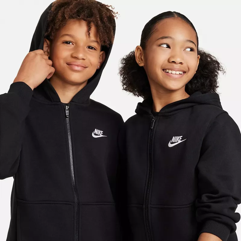 Nike Sportswear Club Fleece vaikiškas megztinis su gobtuvu juodos spalvos FD3004-010 S dydis