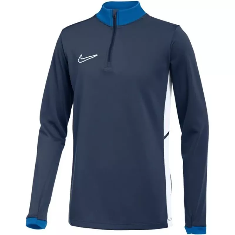 Nike Dri-FIT Academy 25 Drill Top jaunimo ilgomis rankovėmis treniruočių marškinėliai su ketvirčio užtrauktuku - Obsidian/Balta - dydis L