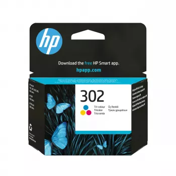 HP 302 trigalvis originalus rašalo kasetė (ciano, purpurinė, geltona) - standartinė talpa