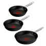 Tefal Experience aliumininių keptuvių rinkinys, 3 vnt., juodos, 20/24/28 cm, titano nelipni danga, Thermo-Signal, tinka plauti indaplovėje