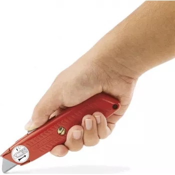 STANLEY BLACK&DECKER 99E įtraukiamas saugos kanceliarinis peilis su varžtiniu fiksavimu, cinko lydinio rankena, 5 peilių padėtimis, vidine 3 peilių laikykla, metalo pilkos spalvos