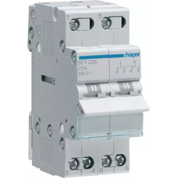 Hager SFT225 Modulinis perjungimo jungiklis I-0-II, 2P, 25A, 230V AC, DIN bėgeliui