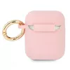 GUESS GUA2SSSI AirPods 1/2 dėklas rožinis silikoninis Vintage Script