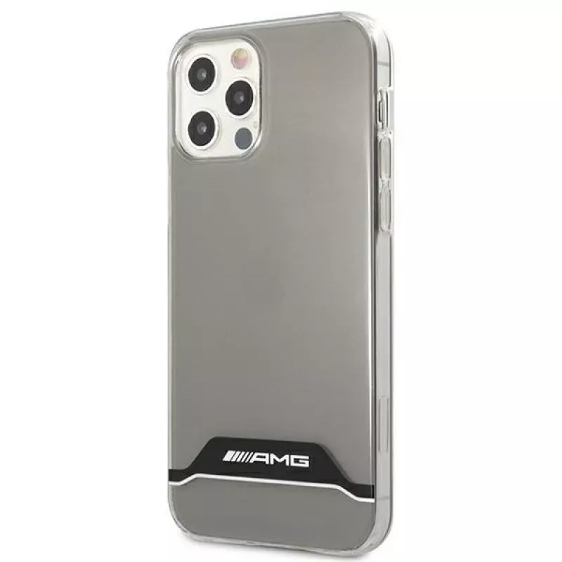 AMG AMHCP12MTCBW iPhone 12/12 Pro permatomas kietas dėklas, elektroplatinis juodas ir baltas