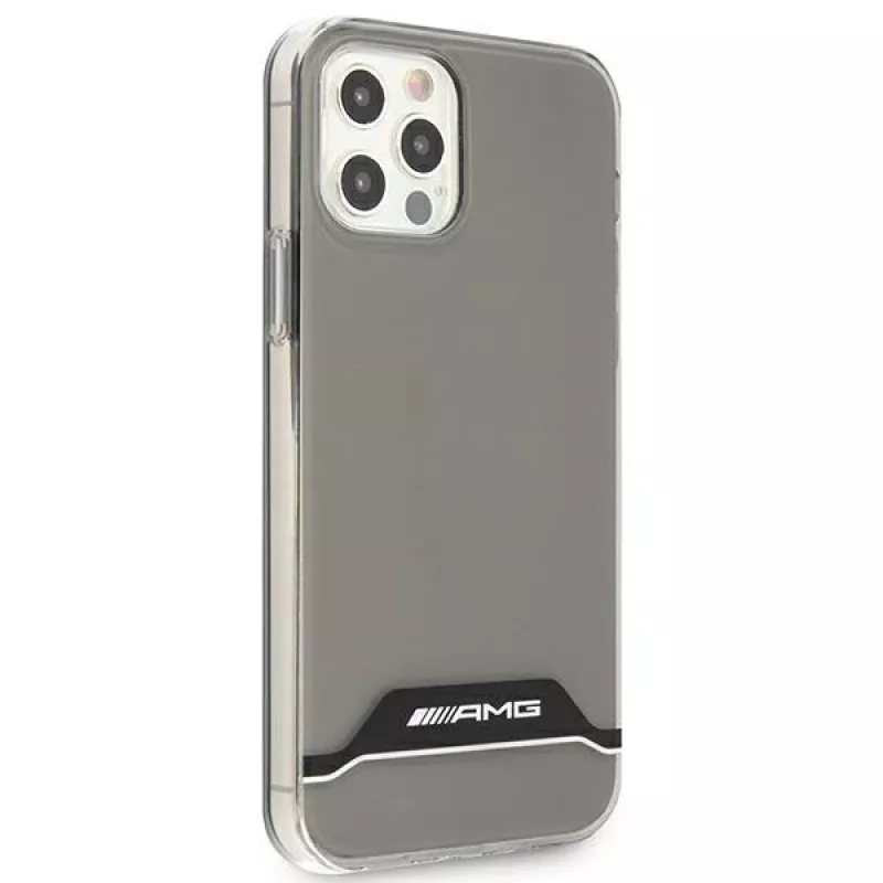 AMG AMHCP12MTCBW iPhone 12/12 Pro permatomas kietas dėklas, elektroplatinis juodas ir baltas