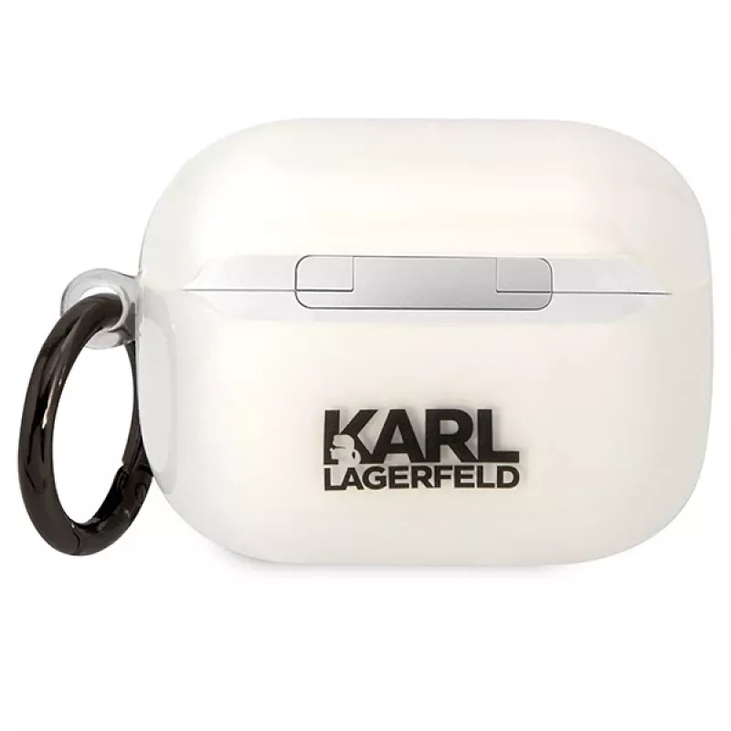 Karl Lagerfeld AirPods Pro dėklas permatomas su Karlo siluetu