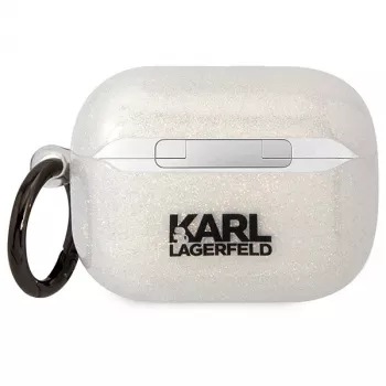 Karl Lagerfeld KLAPHNKCTGT AirPods Pro dėklas permatomas su blizgučiais Karl & Choupette