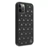 Mercedes-Benz iPhone 12 Pro Max kietasis dėklas, sidabrinių žvaigždučių raštas, juodas