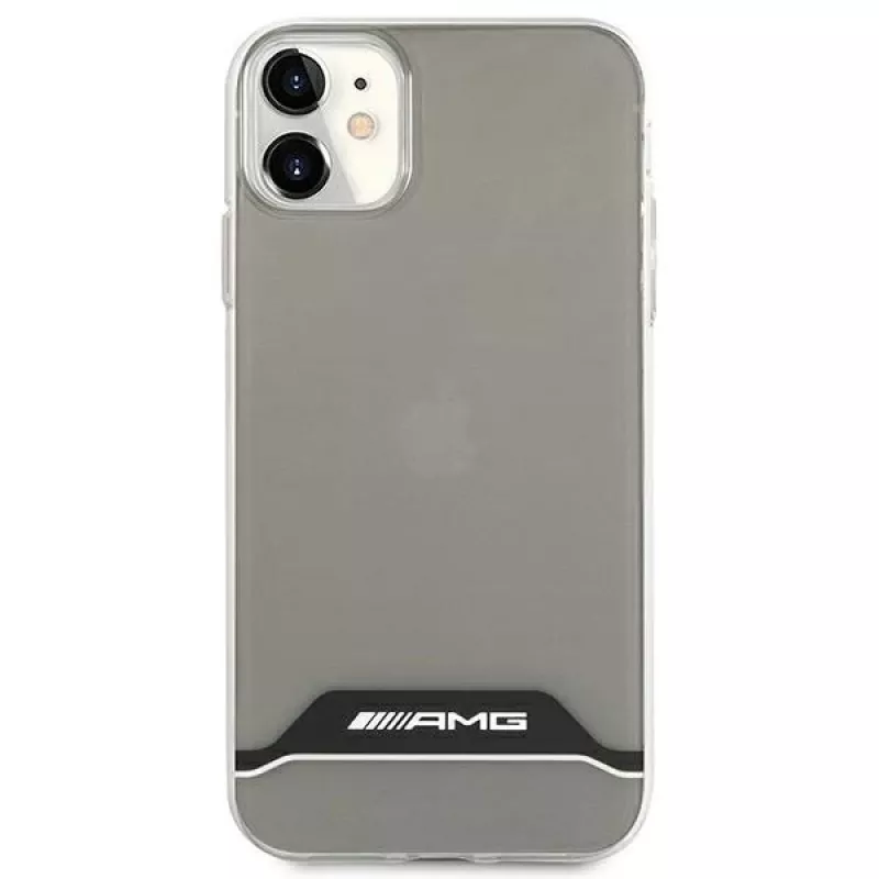 AMG AMHCN61TCBW kietas dėklas, skirtas iPhone 11 / XR 6,1 colio – permatomas su elektroplatinto juodos ir baltos spalvos rėmeliu