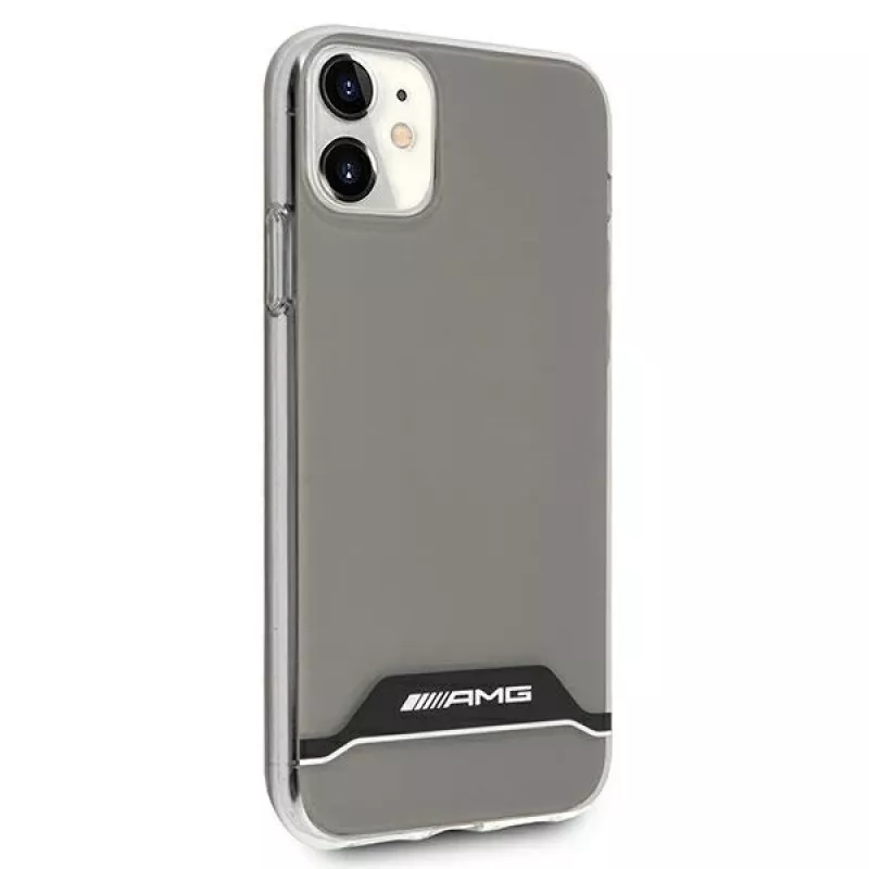 AMG AMHCN61TCBW kietas dėklas, skirtas iPhone 11 / XR 6,1 colio – permatomas su elektroplatinto juodos ir baltos spalvos rėmeliu