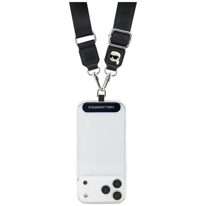 Karl Lagerfeld Universal Strap Tether Patch Karl Metal Logo juodas