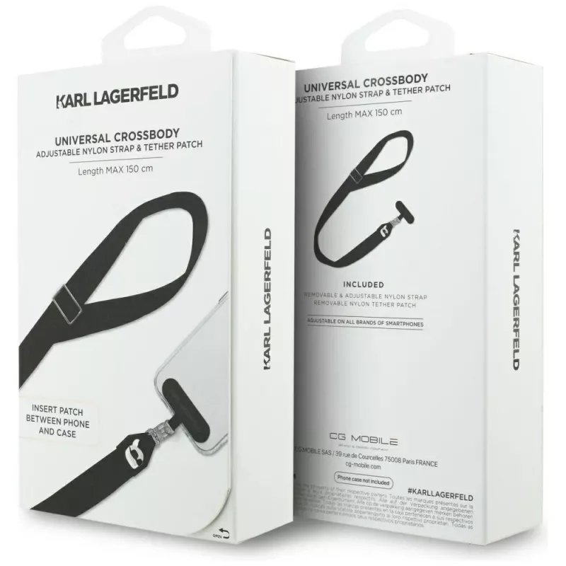 Karl Lagerfeld Universal Strap Tether Patch Karl Metal Logo juodas