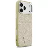 GUESS Glitter Triangle Logo MagSafe dėklas, skirtas iPhone 17 Pro Max - auksinis