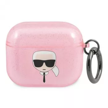 Karl Lagerfeld KLA3UKHGP Blizgantis Karl's Head AirPods 3 dėklas - Rožinis