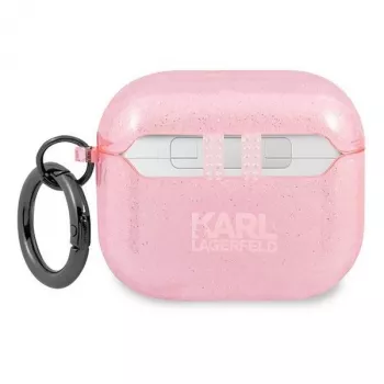 Karl Lagerfeld KLA3UKHGP Blizgantis Karl's Head AirPods 3 dėklas - Rožinis