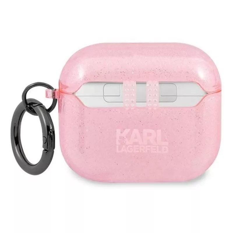 Karl Lagerfeld KLA3UKHGP Blizgantis Karl's Head AirPods 3 dėklas - Rožinis