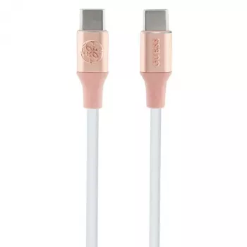 GUESS GUCCLALRGDP USB-C į USB-C greito įkrovimo laidas 1,5 m rožinis su reljefiniu logotipu