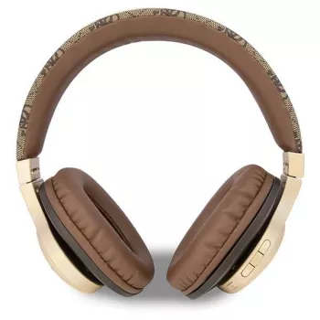 GUESS 4G Script Metal Logo belaidės ausinės ant ausų Bluetooth 5.3 ruda