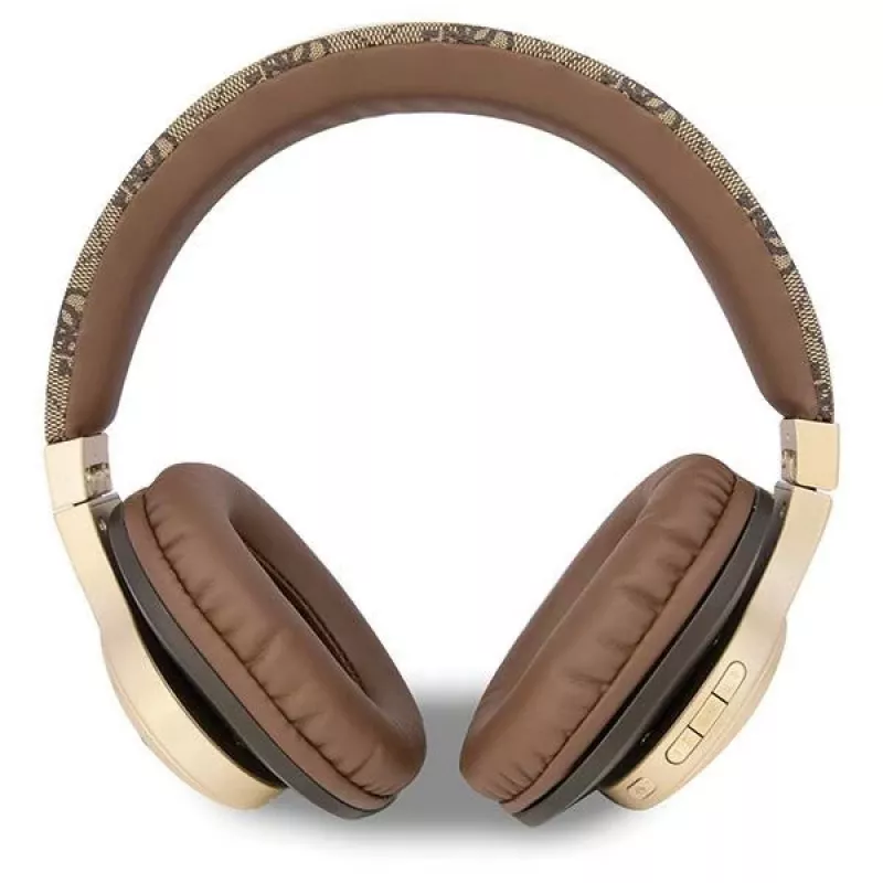 GUESS 4G Script Metal Logo belaidės ausinės ant ausų Bluetooth 5.3 ruda