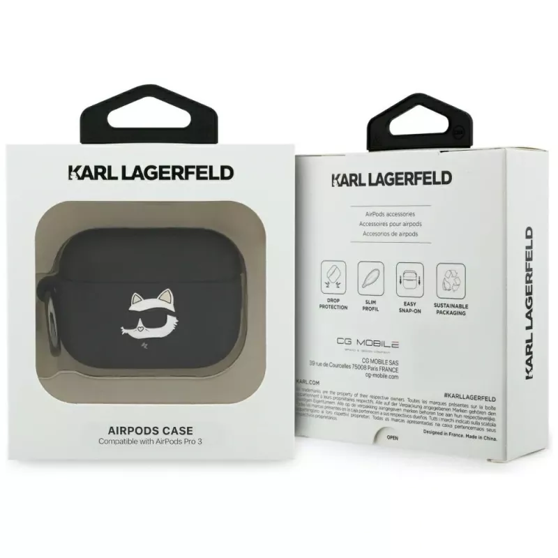 Karl Lagerfeld Silicone Choupette Head 3D dėklas AirPods Pro 3 - juodas