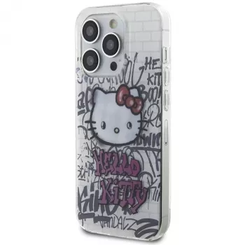 Hello Kitty HKHCP14LHDGPHT iPhone 14 Pro kietasis dėklas IML Kitty On Bricks Graffiti - baltas