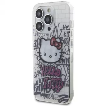 Hello Kitty HKHCP13XHDGPHT iPhone 13 Pro Max kietas dėklas IML Kitty On Bricks Graffiti baltas