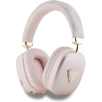 GUESS PU Leather 4G Triangle Logo Bluetooth stereo ausinės, rožinės spalvos