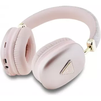GUESS PU Leather 4G Triangle Logo Bluetooth stereo ausinės, rožinės spalvos