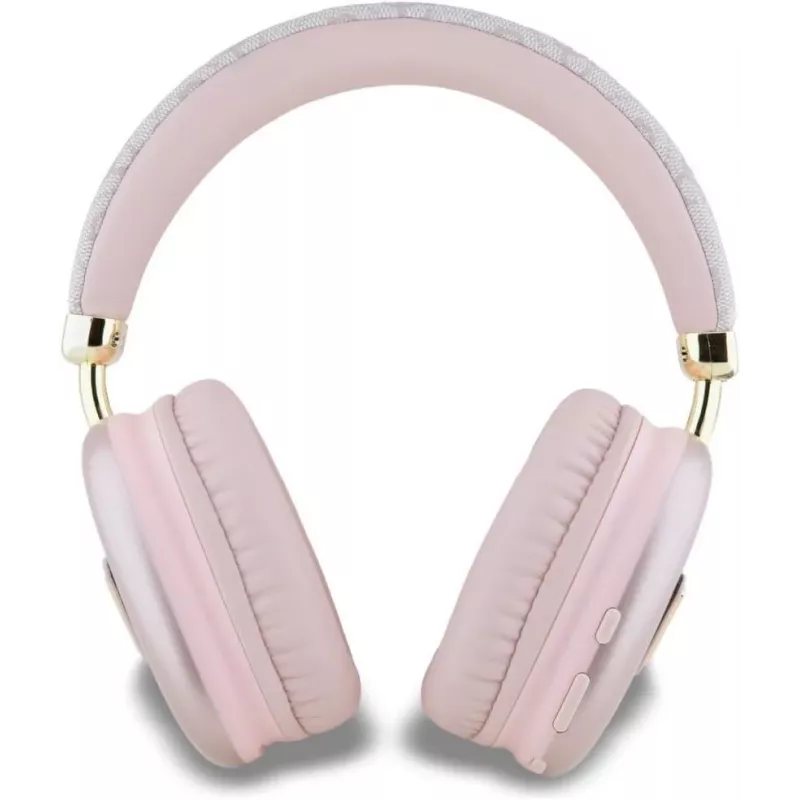 GUESS PU Leather 4G Triangle Logo Bluetooth stereo ausinės, rožinės spalvos