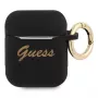 Guess GUA2SSSK AirPods 1/2 dėklas juodas silikoninis Vintage Script