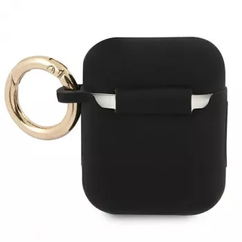 Guess GUA2SSSK AirPods 1/2 dėklas juodas silikoninis Vintage Script