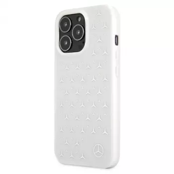 Mercedes-Benz iPhone 13 Pro Max kietas dėklas „Silver Stars“ raštu, baltas