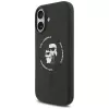 Karl Lagerfeld Silicone Karl & Choupette Ring MagSafe dėklas, skirtas iPhone 17 - juodos spalvos