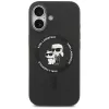 Karl Lagerfeld Silicone Karl & Choupette Ring MagSafe dėklas, skirtas iPhone 17 - juodos spalvos