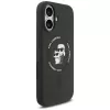 Karl Lagerfeld Silicone Karl & Choupette Ring MagSafe dėklas, skirtas iPhone 17 - juodos spalvos
