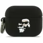 „Karl Lagerfeld“ silikoninis 3D „Karl & Choupette“ galvutės dėklas, skirtas „AirPods Pro 3“, juodas