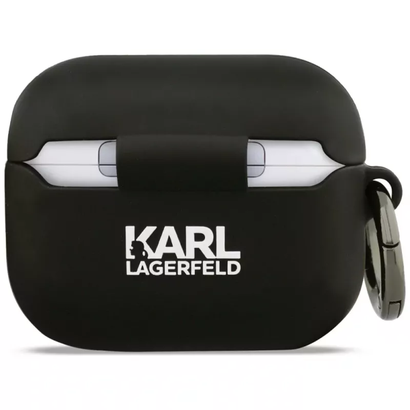 „Karl Lagerfeld“ silikoninis 3D „Karl & Choupette“ galvutės dėklas, skirtas „AirPods Pro 3“, juodas