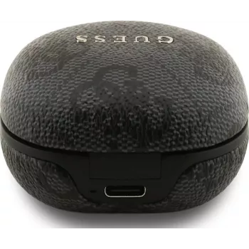 Guess 4G Classic Metal Logo belaidės ausinės su ENC ir įkrovimo dėklu, juodos