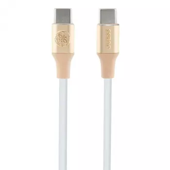 GUESS GUCCLALRGDD USB-C į USB-C laidas 1,5 m, greitas įkrovimas, šviesiai auksinis, įspaustas logotipas