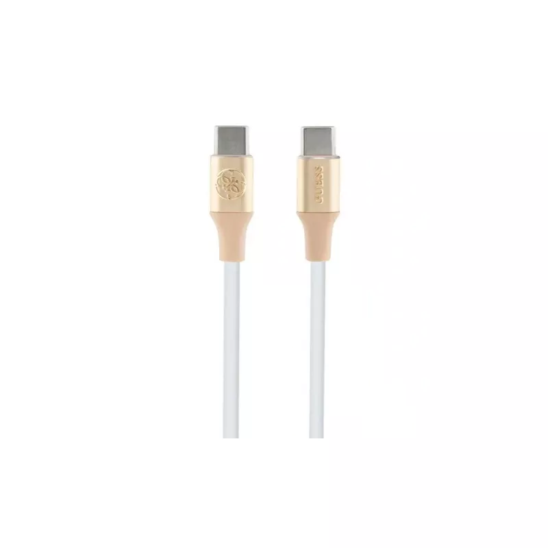 GUESS GUCCLALRGDD USB-C į USB-C laidas 1,5 m, greitas įkrovimas, šviesiai auksinis, įspaustas logotipas