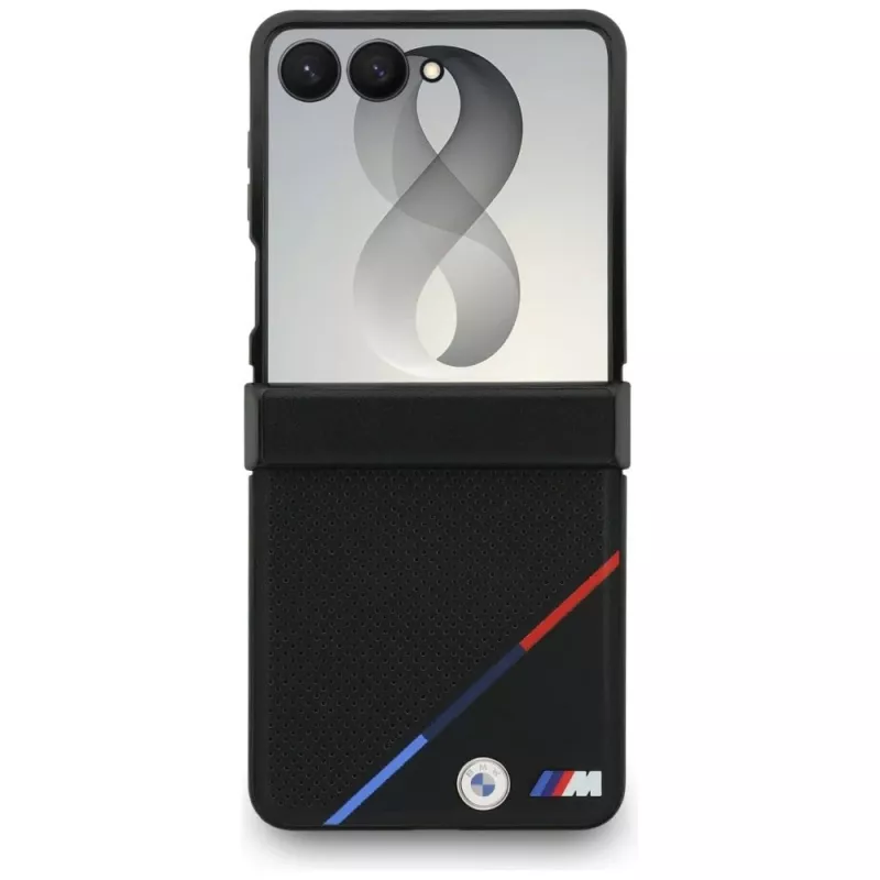 BMW M odinė perforuota tribandės juostos MagSafe dėklas, skirtas Samsung Galaxy Z Flip8 - juoda