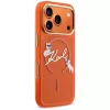 Karl Lagerfeld IML Choupettes Karl Script Logo MagSafe dėklas, skirtas iPhone 17 Pro Max, oranžinis