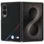 BMW M odinė perforuota trijų spalvų juostos metalinių logotipų MagSafe dėklas, skirtas Samsung Galaxy Z Fold8 - juoda